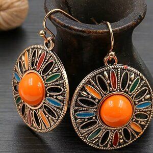Geometric Dangle Vibrant Bohemian Circle Drop Earrings Z130
